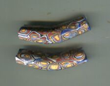 African Trade beads Vintage Venetian old glass 2 elbow millefiori bead picture
