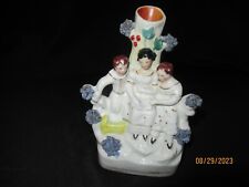 Antique English Staffordshire  Spill Vase 3 Youthful Figures Seated Mid -19th c. picture