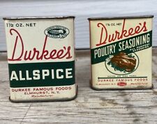 Vintage Spice Tin Lot 2 Pcs. Durkee’s Allspice & Poultry Seasoning picture
