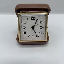 Westclock Vintage Travel Wind up Alarm Clock Brown Plastic Case Works Great picture