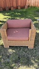 Vintage Michael Taylor Wicker Rattan Boho Oversized Cube Chairs 80s Upholstery picture