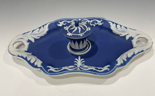 Antique Wedgwood Cobalt Blue Jasper Dip Jasperware covered inkwell with stand picture