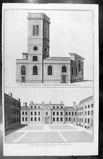 1755 Maitland Antique Print All Hallows Parish Church & French Hospital, London picture