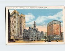 Postcard City Hall Dime Bank & Majestic Building Detroit Michigan USA picture