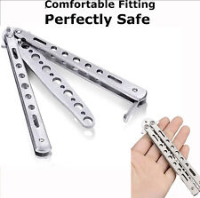 Butterfly Trainer Training Dull Tool Black Metal knife Practice NEW SILVER picture