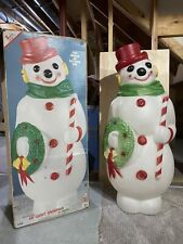 VINTAGE 1968 EMPIRE 48” SNOWMAN CHRISTMAS WREATH CANDY CANE LIGHTED BLOW MOLD picture