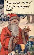 Christmas Santa Claus Toys Bowley? SCARCE c1910 Postcard picture