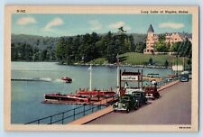 c1940's Boat and Landing Scene, Long Lake at Naples Maine ME Vintage Postcard picture