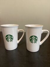2 Starbucks Ceramic Tall Coffee Mug Classic Mermaid Logo 10oz 2019 White Green picture