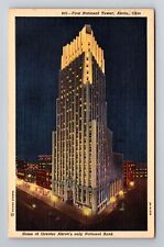 Akron OH-Ohio, First National Tower, c1949 Antique Vintage Souvenir Postcard picture