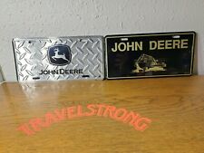 (2) John Deere tractor farm tag license plate truck car black gold diamond #241 picture