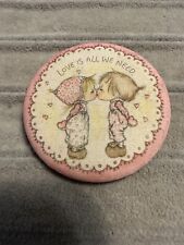 Vintage 73 Hallmark Cards “ Love Is All We Need “ Fabric Pin Back Button  picture