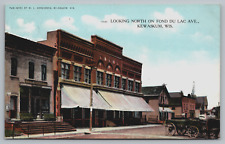 Postcard Looking North On Fond Du Lac Ave Kewaskum Wisconsin WI Horse Carriage picture