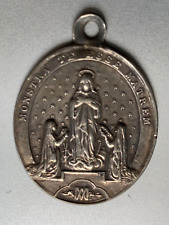 ANTIQUE French Silver Religious Medal - Congregation des Enfants de Marie 1 1/4