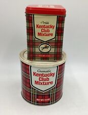Vintage KENTUCKY CLUB MIXTURE TOBACCO Nice Plaid Design Tin Can lot 7 & 14 oz picture
