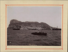 England, Gibraltar, From the Bay Vintage Albumen Print 26x3 Albumin Print picture