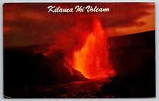 Hilo Hawaii~Kilauea Iki Volcano Eruption @ Night~1970 Postcard picture