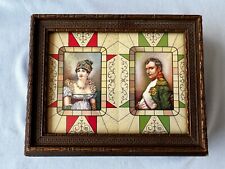 Antique France Emperor Napoleon Josephine Mirrored Wooden Box Waterloo Battle picture