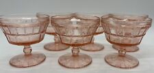 1930's Jeannette Glass 6 pink Doric footed sherbets Dainty Summer Party Vintage picture