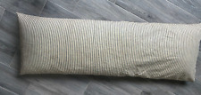Antique Large Long Body Feather Pillow Blue White Ticking 48