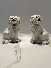 Pair Of Antique Staffordshire Porcelain Spaniel Dog Figurines picture