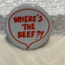 Vintage Where's The Beef Wendy's Restaurant Button Pinback Pin  picture