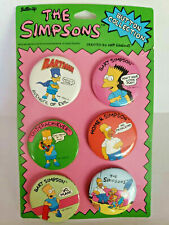 The Simpsons Button Collection 1990 New Old stock 6 buttons on card (sku168) picture