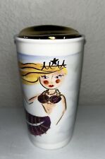 2015 Starbucks Siren Mermaid Ceramic Coffee Travel Mug 12 oz Tumbler w/ Gold Lid picture