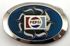 Vintage Pepsi Logo Oval Belt Buckle Blue Cream Swirl Enamel picture