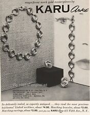 1953 PRINT AD FOR  Karu Arke Jewelry Mock Masterpieces VINTAGE PROMO 5” picture