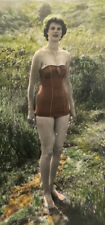 Vintage Original Photo Pretty Girl In Bathing Suit Hand Tinted Nice Image picture