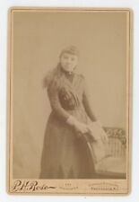 Antique Circa 1880s Cabinet Card Beautiful Young Girl in Dress Providence, RI picture