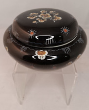VTG Royal Delft 1967 Tea Caddy Small Dish with Lid Black Cherry Blossoms Sakura picture