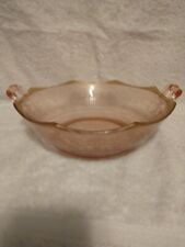 Vintage Pink Gold Bordered Decorated Depression Glass Two Handled Tray Mint picture