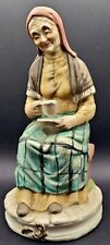 Vintage Ceramic Figurine Old Woman Sitting Drinking Coffee/Tea. Great Condition  picture