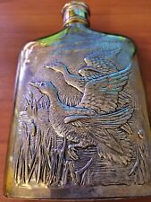 1985 Godinger Silver Plated Whiskey Flask Hunting Ducks Geese Marsh Vintage (6) picture
