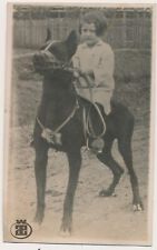 1930s Girl Kid Ride Big Dog Muzzle Stirrup vintage original photo BW 191 picture