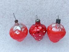 3 Antique Vintage Soviet USSR Glass Xmas Christmas Ornaments - Strawberries picture
