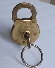 vintage segal six level metal brass padlock with keys double bit skeleton key picture