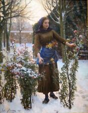 Dream-art Oil painting lady art Last-Flowers-Jules-Adolphe-Breton-Oil-Painting picture