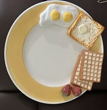 vintage lotus  Novelty Brakfast Platter 14.5” 3d Toast,eggs,waffles,strawberries picture