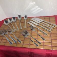16 Pc Lot Stainless Steel Flatware Stainless Korea-beautiful Gold Trim See Pics picture