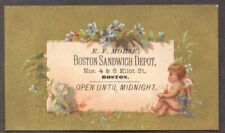 E F Morse Boston Sandwich Depot trade card cherub picture