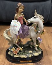 Casinelli Lareaux Beautiful Lady And Unicorn Resin Figurine 10”x8” picture