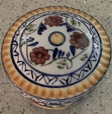Older Sweet Ceramic Round Box With Lid, Hand Painted picture