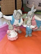 Department 56 hideaway hollow rabbit Easter Bunny garden Momma Dad and 3 Kids picture