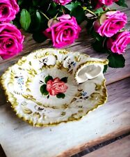 Vintage Italian Floral Bowl Plate Dish Rose Center 8