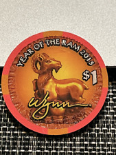 (UNCIRCULATED) $1 WYNN CASINO CHIP POKER CHIP LAS VEGAS NEVADA YEAR OF THE RAM picture