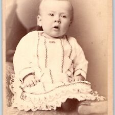 ID'd c1880s Illinois Cute 10 Mo Little Baby Boy CdV Photo Card Floid Harnden H27 picture