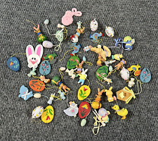 Lot of 50 Painted Miniature Wooden Easter Tree Ornaments Assorted Vtg Midwest picture